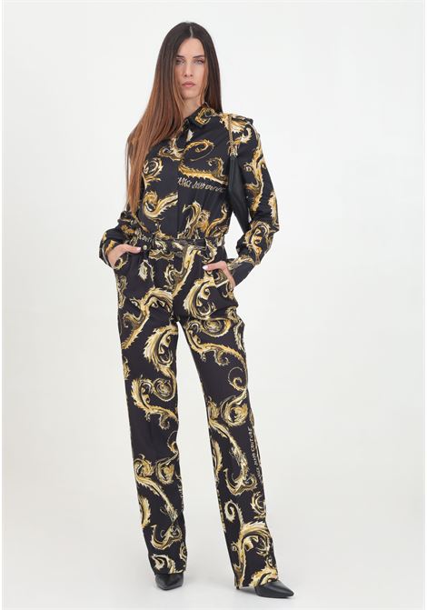 Elegant black trousers for women with Chromo Couture pattern VERSACE JEANS COUTURE | 77HAA117NS515G89